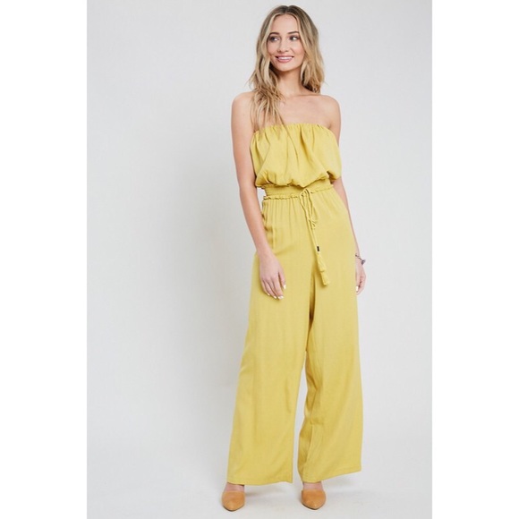 likeNarly Pants - Katie Strapless Jumpsuit - Mustard
